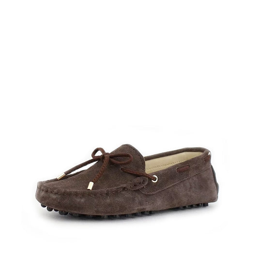 Mocassin à Lacets Femme Cuir et Daim - Marron