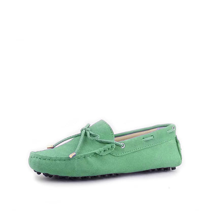 Mocassin à Lacets Femme Cuir et Daim - Vert