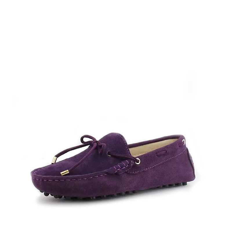 Mocassin à Lacets Femme Cuir et Daim - Violet