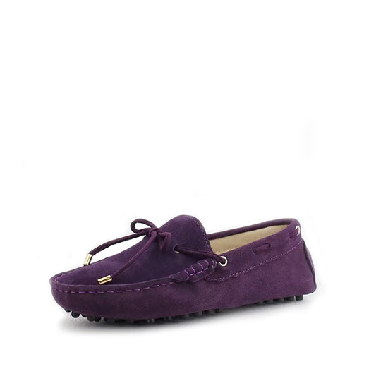 Mocassin à Lacets Femme Cuir et Daim - Violet