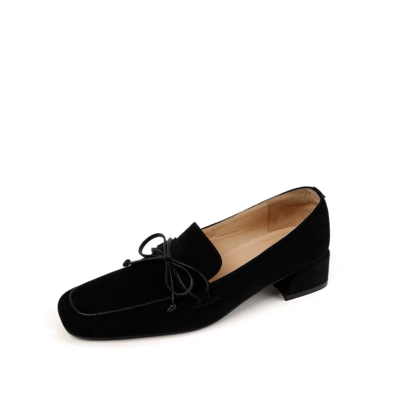 Mocassin à Talon et Lacet en Daim - Noir