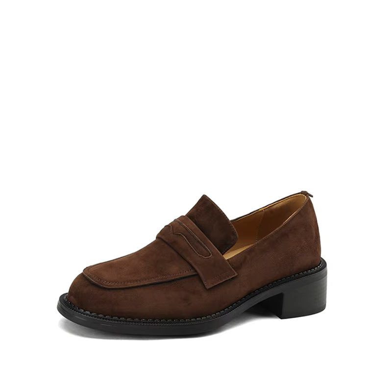 Mocassin en Nubuck Femme Talon 4 cm - Marron