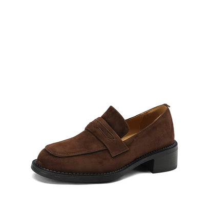 Mocassin en Nubuck Femme Talon 4 cm - Marron