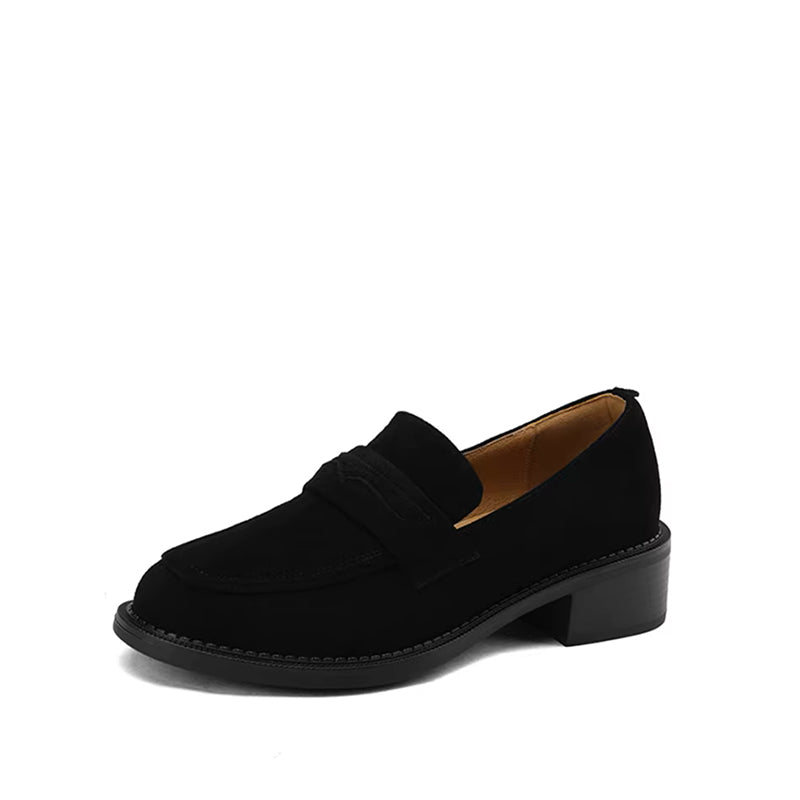 Mocassin en Nubuck Femme Talon 4 cm - Noir - Noir / 35 - Mocassins