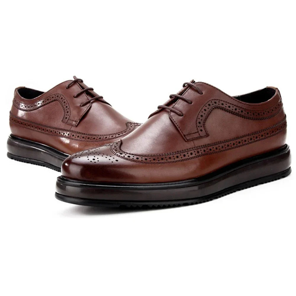 Derby Brogue Homme Cuir Brun Patiné – Heritage