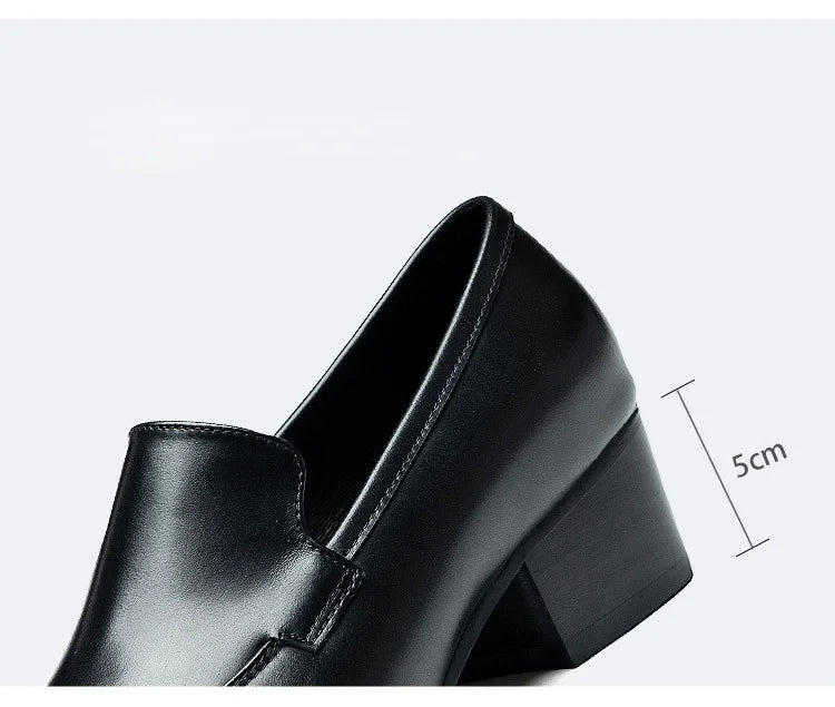 Mocassin Femme Talon Cuir Pleine Fleur Véritable – Heritage