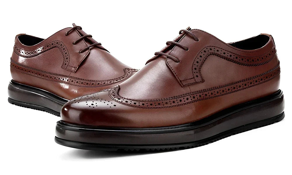 Derby Brogue Homme Cuir Brun Patiné – Heritage