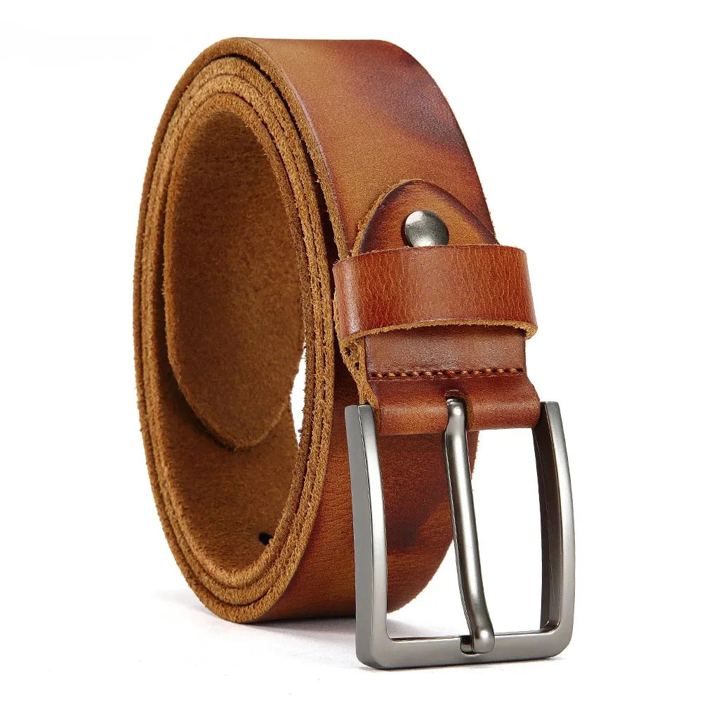Ceinture Cuir Véritable avec Boucle Métal