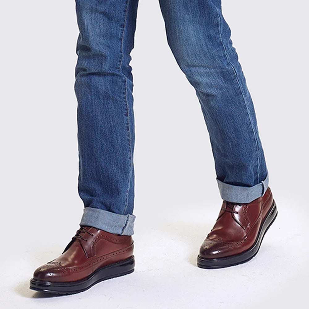 Derby Brogue Homme Cuir Brun Patiné – Heritage