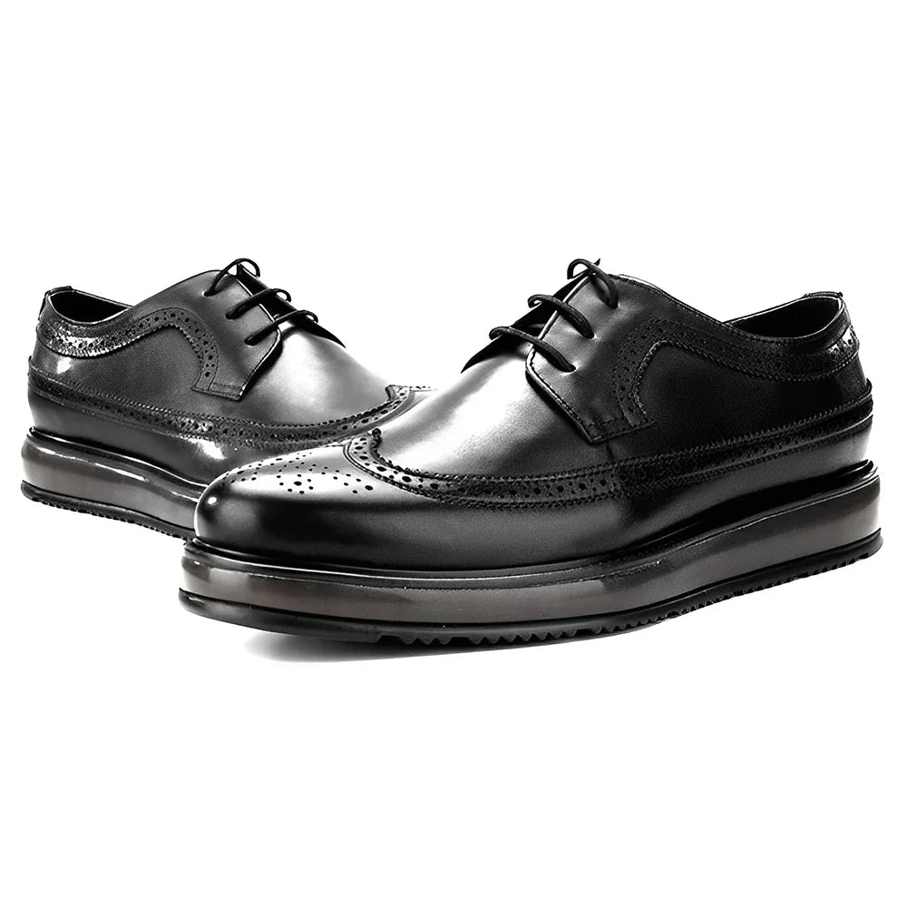 Derby Brogue Homme Cuir Brun Patiné – Heritage