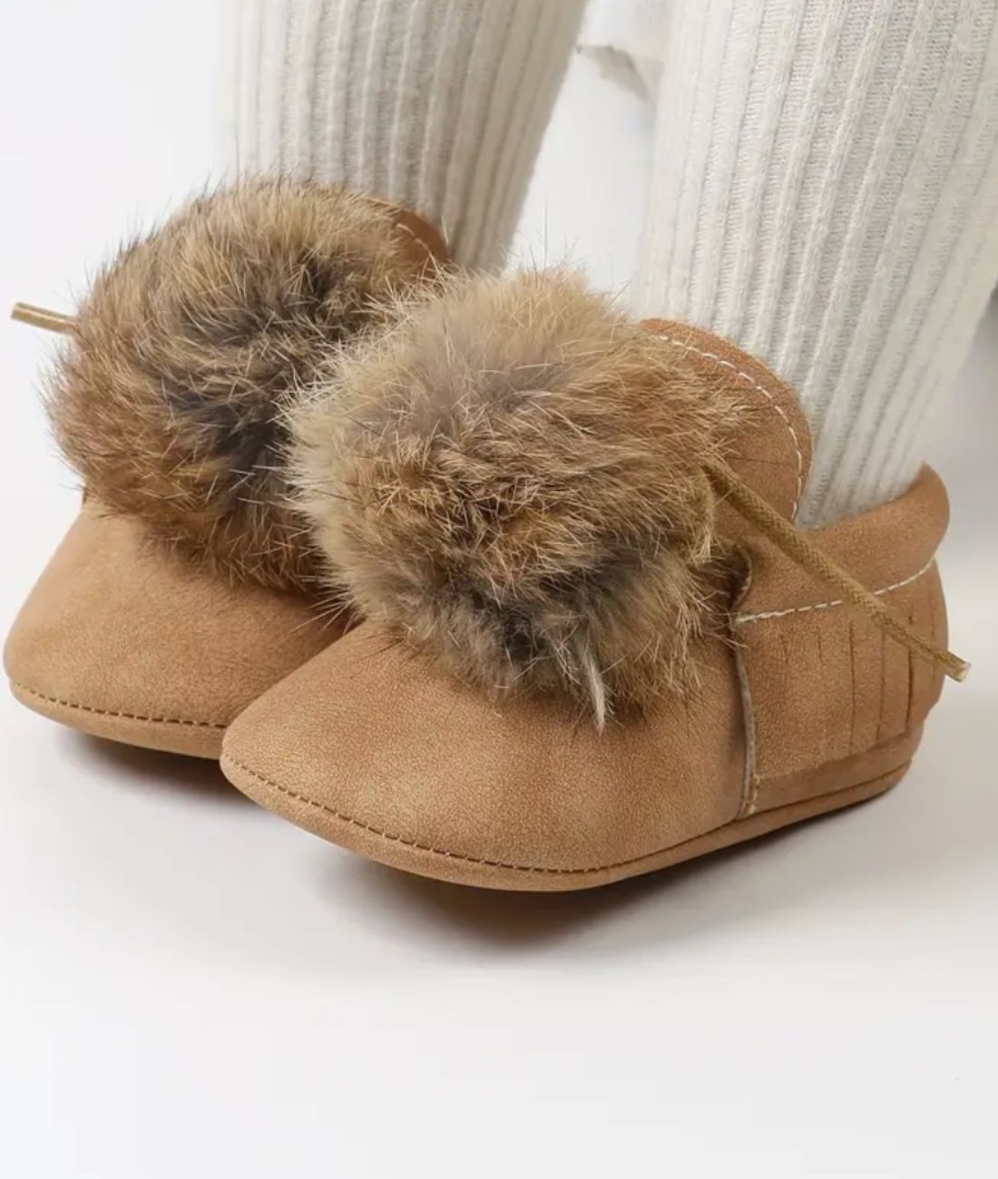 Mocassin Bottines Indiennes en Cuir Beige Sable – Bébé