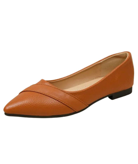 Mocassin Ballerine en Effet vernis Marron Caramel – Femme