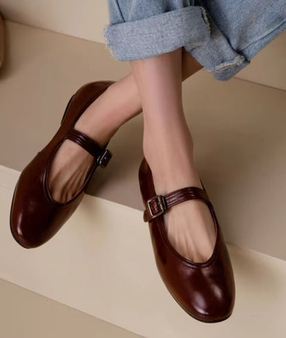 Mocassin Ballerine à Talon en Effet vernis Rouge Violacé – Femme