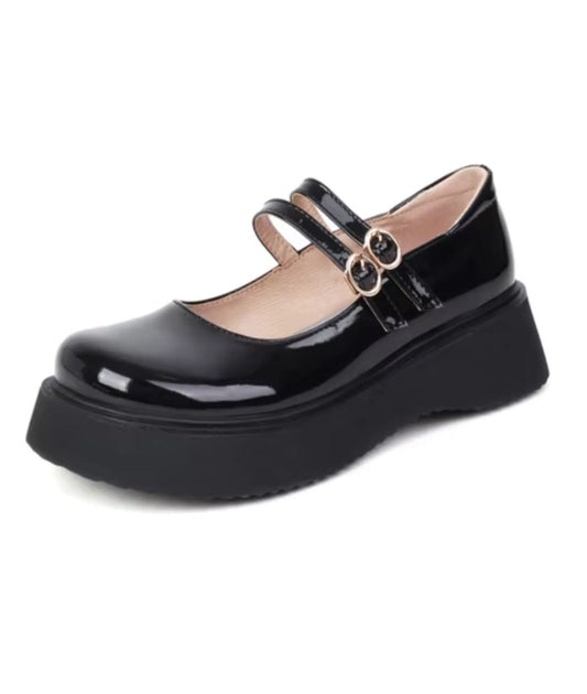 Mocassin Ballerine en Effet vernis Noir Profond – Femme