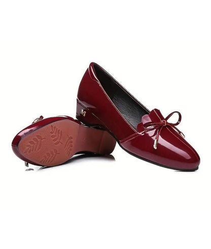 Mocassin Ballerine en Effet vernis Rouge Bordeaux – Femme
