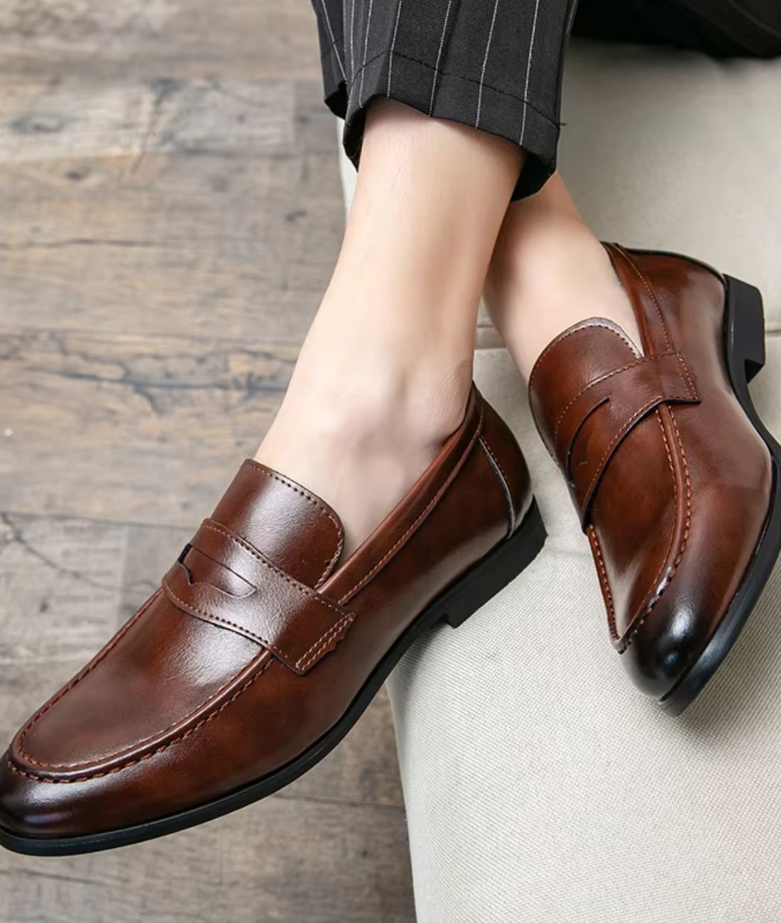 Mocassin Effet cuir Homme Semelle Gomme