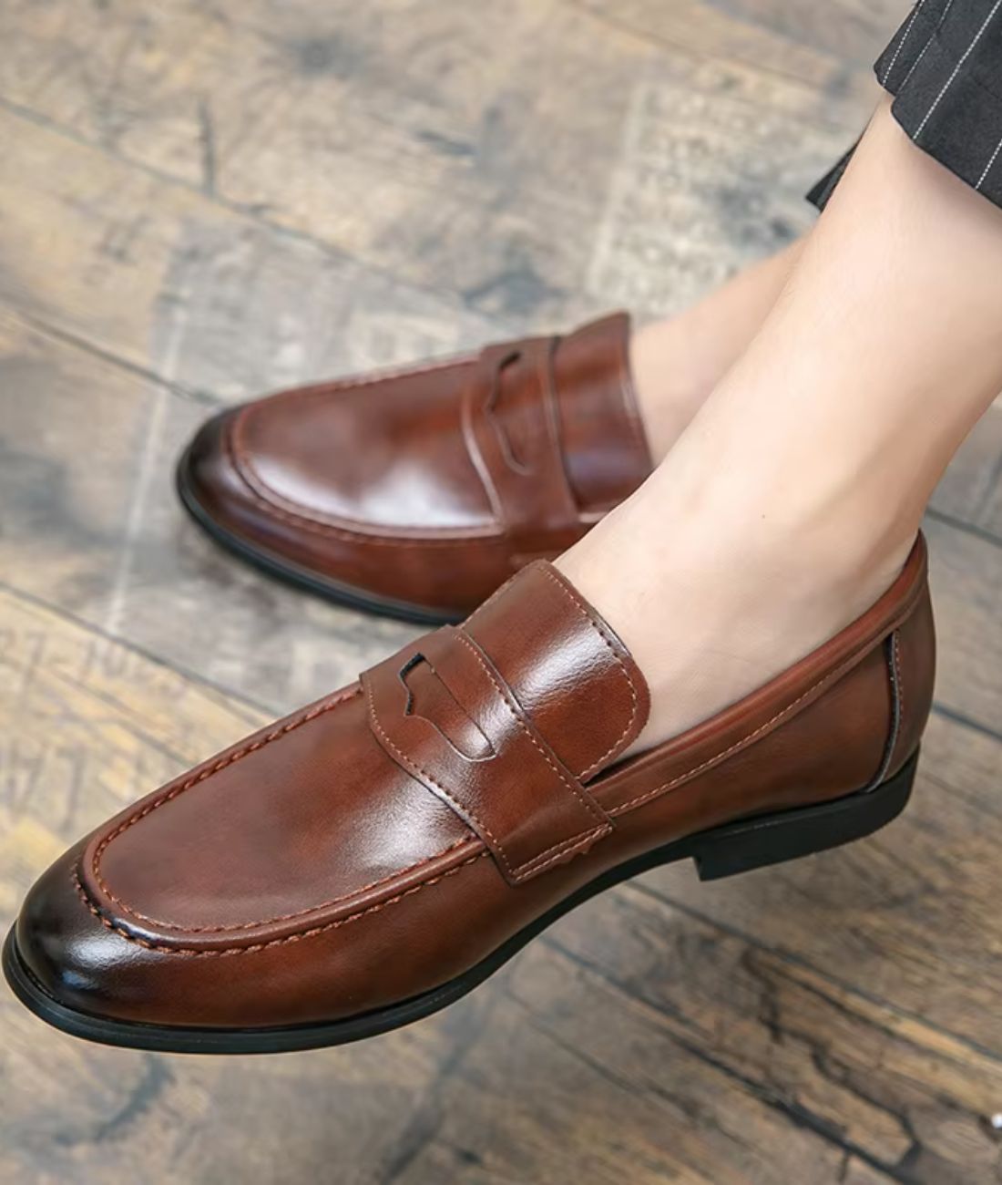 Mocassin Effet cuir Homme Semelle Gomme