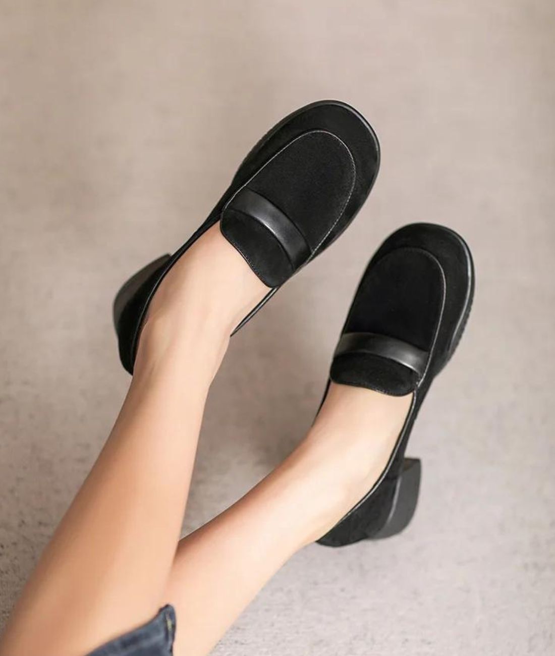 Mocassin En Suédine Suédé Britannique Pour Femmes