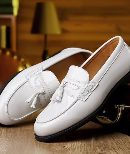 Mocassin à Gland en Effet vernis Blanc – Homme