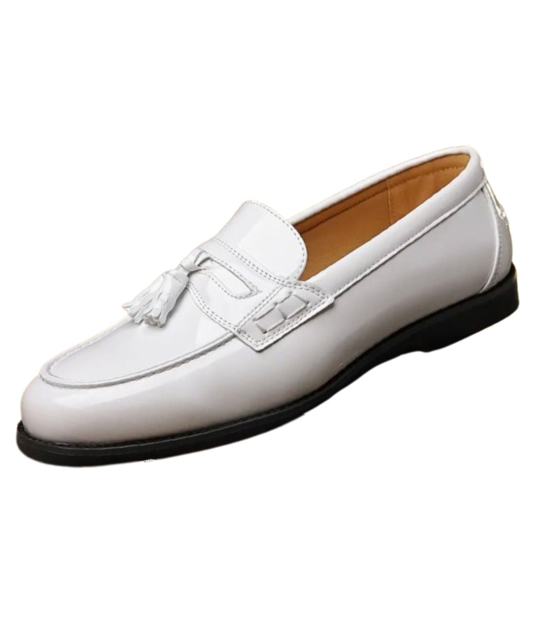 Mocassin à Gland en Effet vernis Blanc – Homme