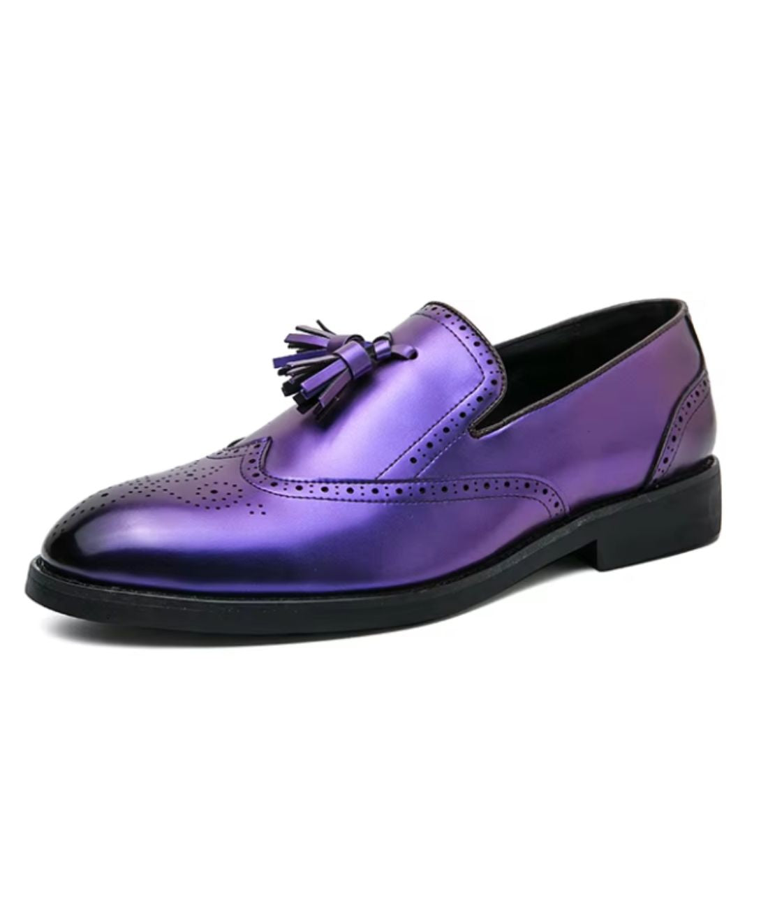 Mocassins À Gland Violet Métallique Pour Hommes