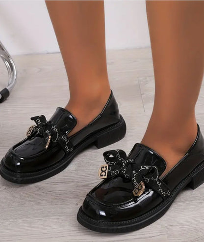 Mocassin à Plateforme en Cuir Noir Profond – Femme