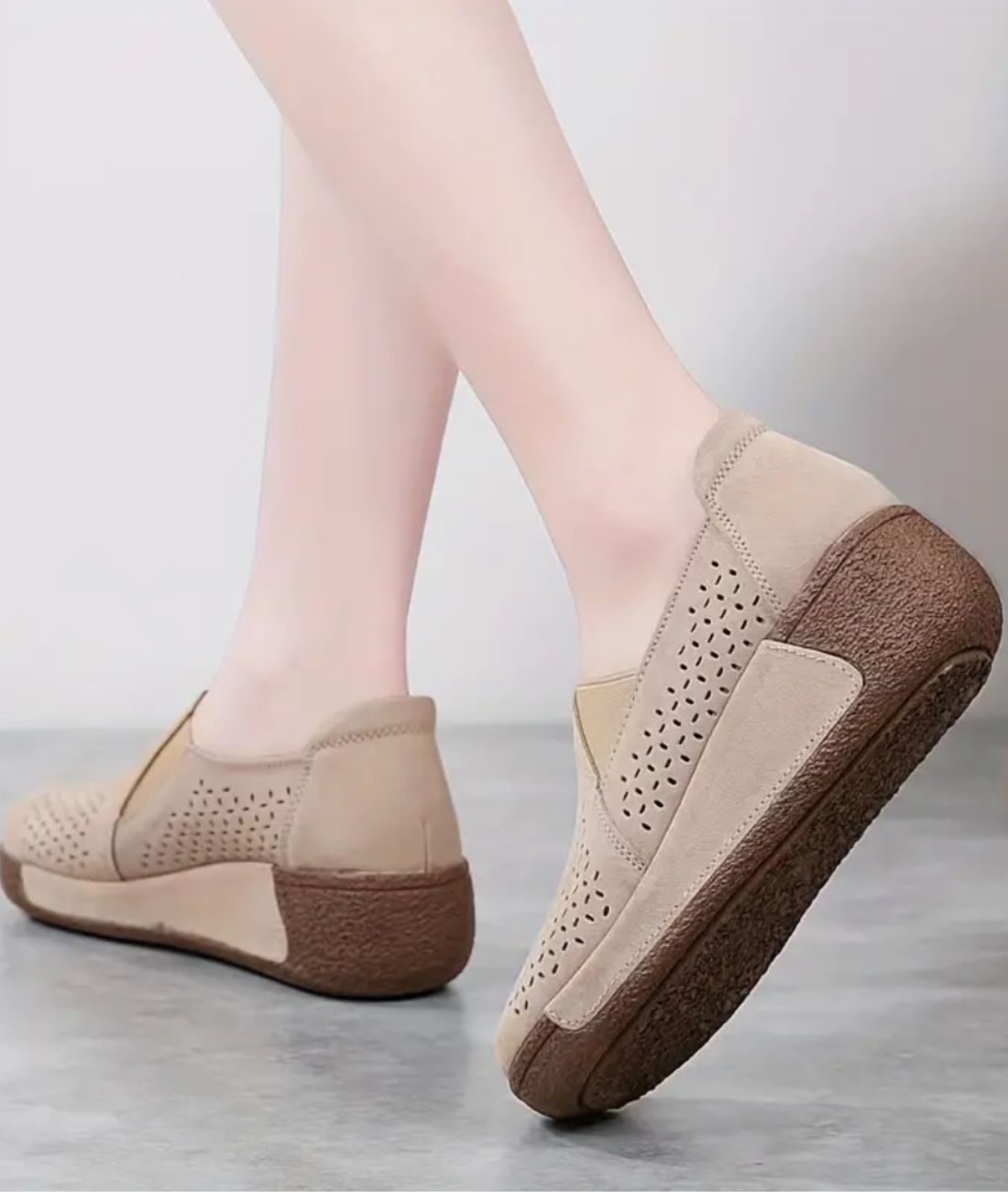 Mocassins Ajourés Confortables À Semelle Compensée Pour Femme