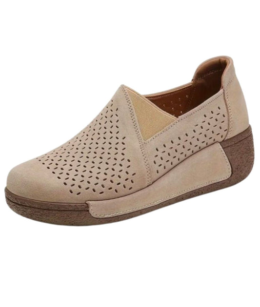 Mocassins Ajourés Confortables À Semelle Compensée Pour Femme