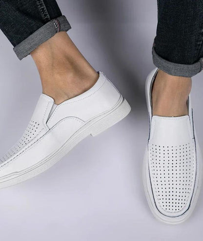 Mocassin Ajouré en Effet cuir Blanc – Femme