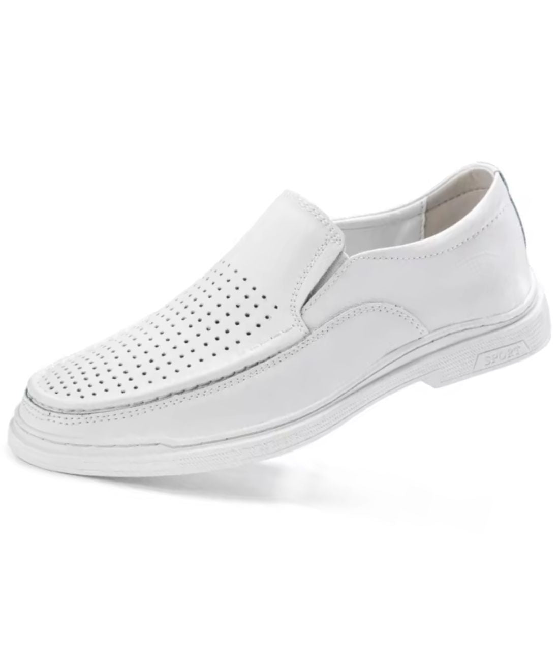 Mocassin Ajouré en Effet cuir Blanc – Femme