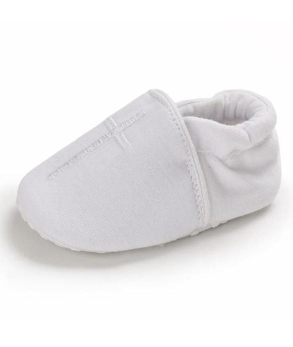 Mocassin de Baptême en Coton Blanc Pur – Bébé