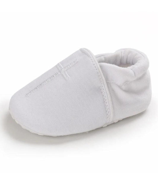 Mocassin de Baptême en Coton Blanc Pur – Bébé