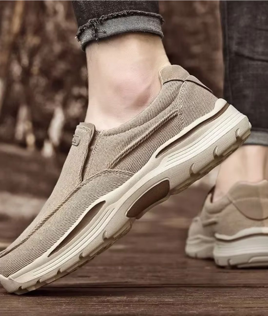Mocassin Baskets à Plateforme en Suédine Kaki – Homme