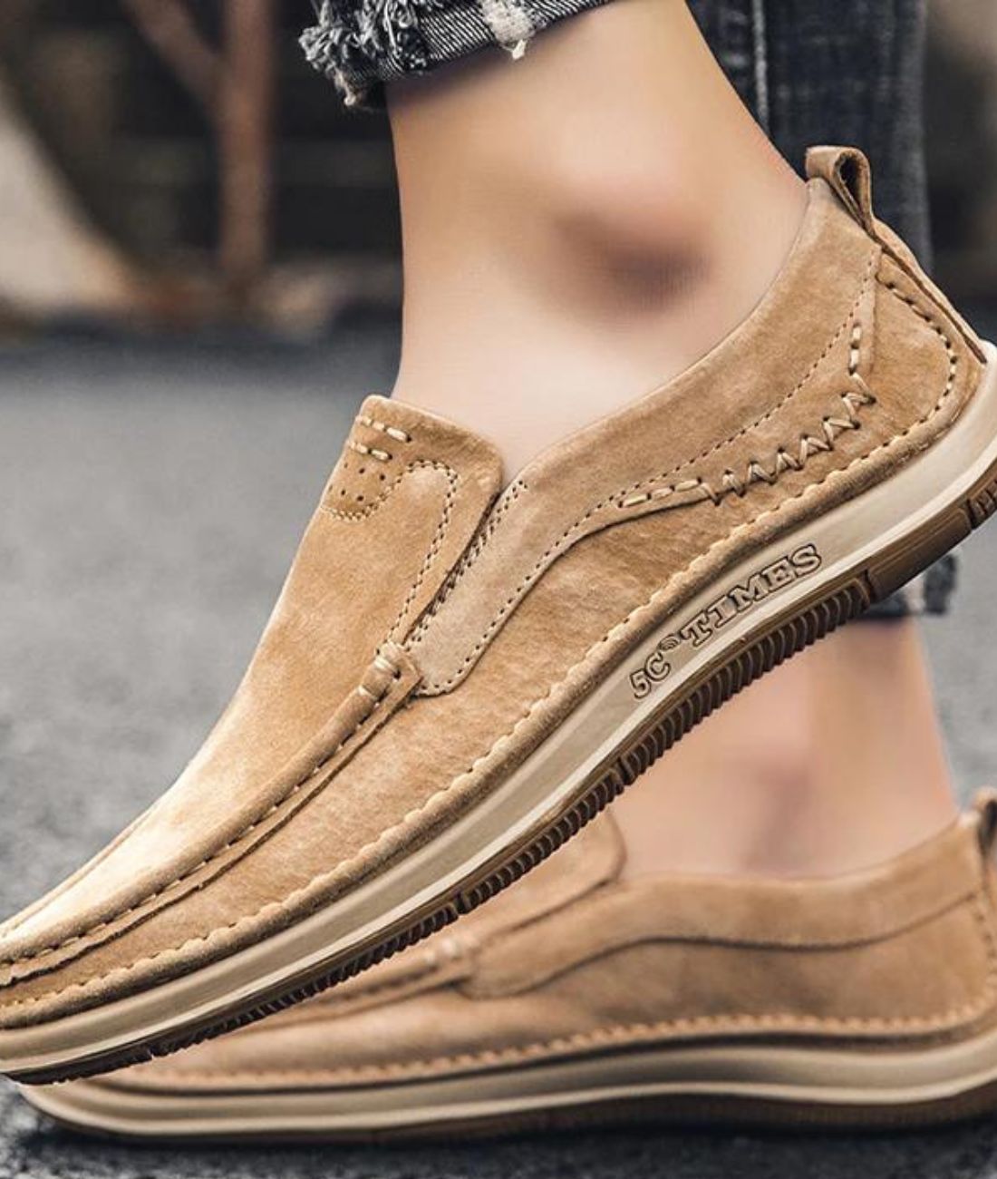 Mocassins Bateau Effet cuir À Semelle Colorée Pour Homme