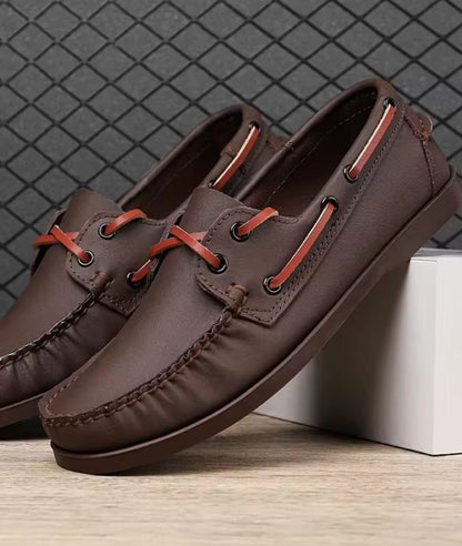 Mocassins Bateau Bicolores À Lacets Pour Homme