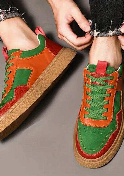 Mocassins Bateau Oranges Tricolores Homme