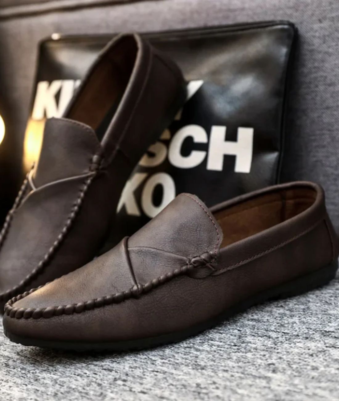 Mocassins Bateau Style Vintage Effet cuir Pour Homme