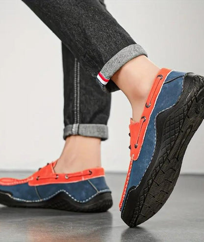 Mocassins Bateau Tricolores À Lacets Avec Effet cuir Pour Homme