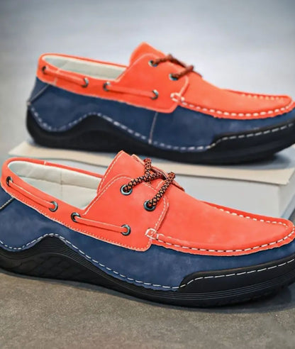 Mocassins Bateau Tricolores À Lacets Avec Effet cuir Pour Homme