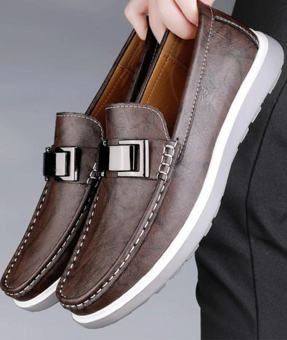 Mocassins Bateau Tricolores Plats en Effet cuir Pour Homme