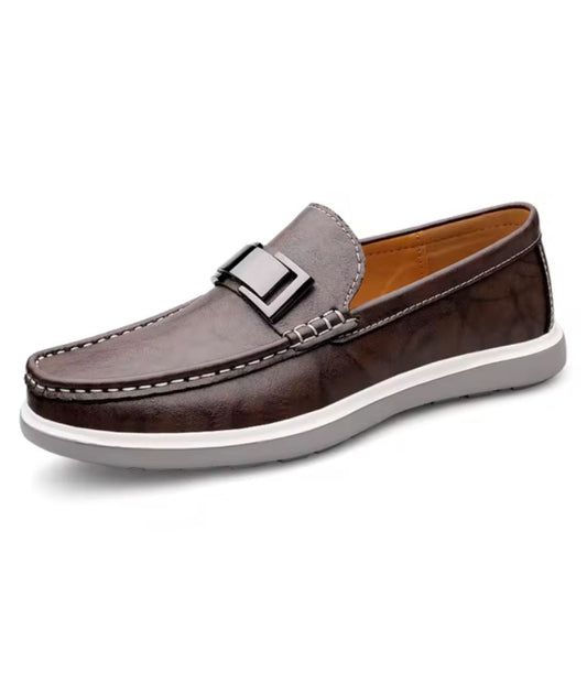 Mocassins Bateau Tricolores Plats en Effet cuir Pour Homme