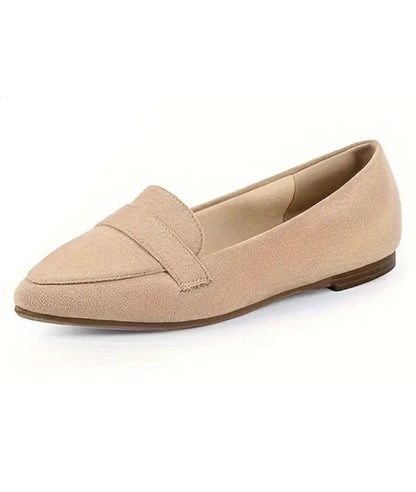 Mocassins Beiges À Semelles Marrons Pour Femme en Effet cuir