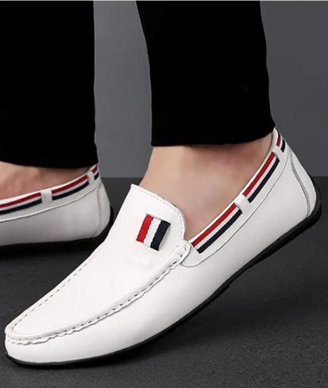 Mocassins Blancs Décontractés Effet cuir Pour Hommes