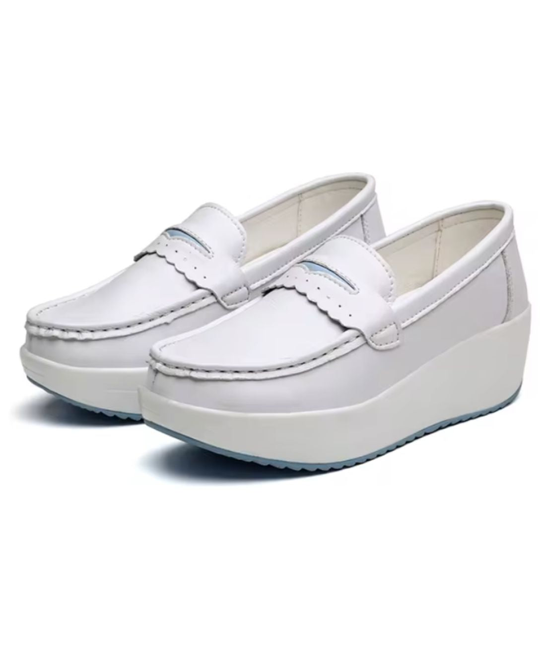 Mocassins Blancs À Semelles Compensées Pour Femme