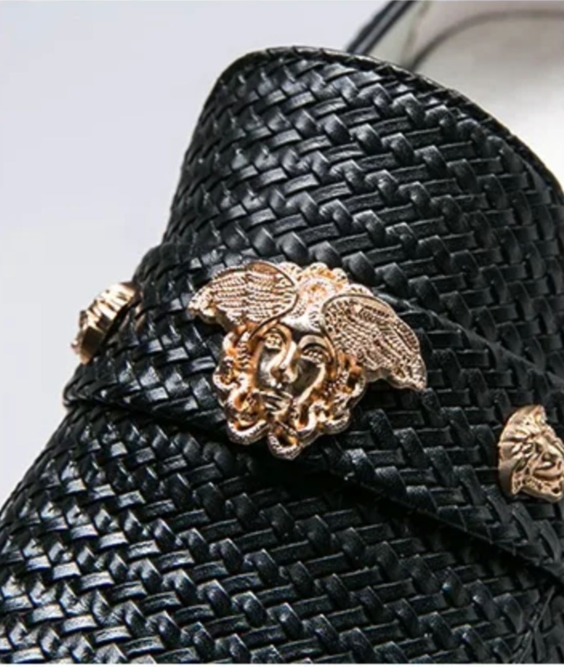 Mocassin à Bout Pointu en Effet vernis Noir – Homme