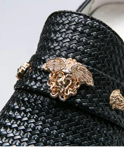 Mocassin à Bout Pointu en Effet vernis Noir – Homme