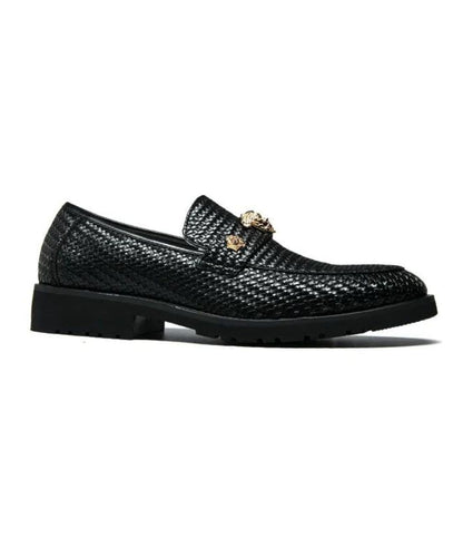 Mocassin à Bout Pointu en Effet vernis Noir – Homme