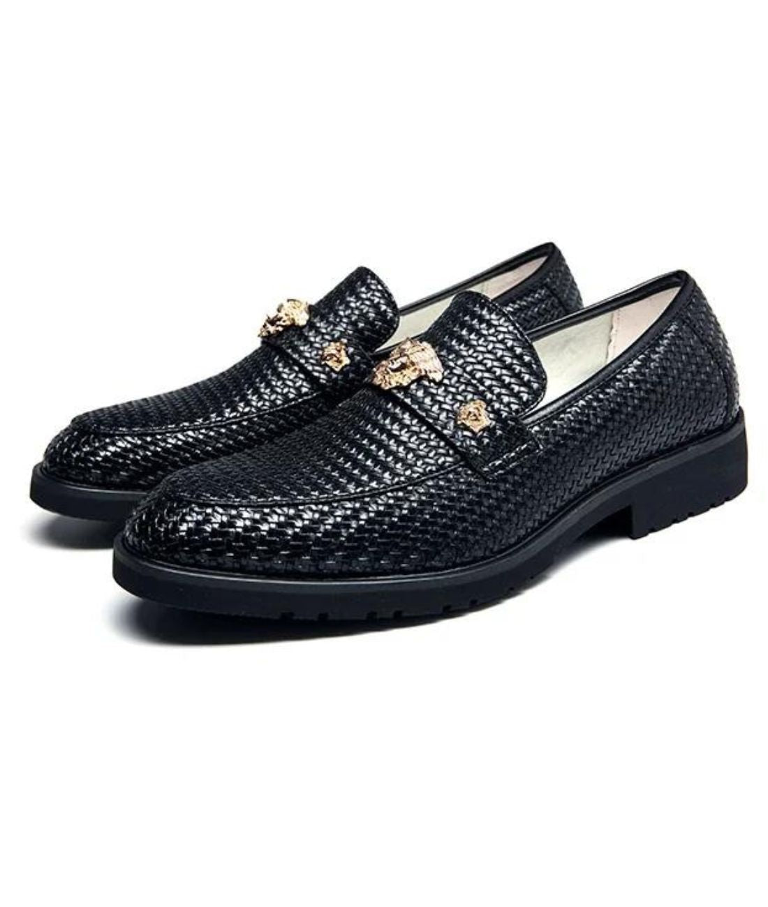 Mocassin à Bout Pointu en Effet vernis Noir – Homme