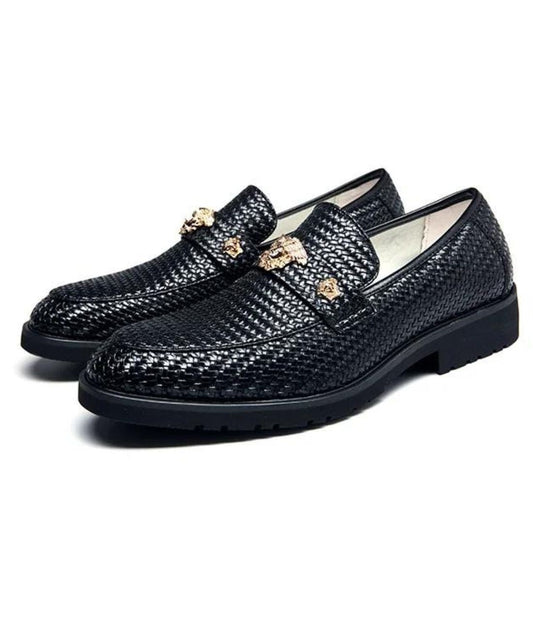Mocassin à Bout Pointu en Effet vernis Noir – Homme