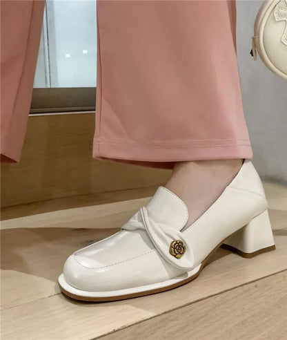 Mocassins À Bout Rond Et Talon Carré Pour Femme